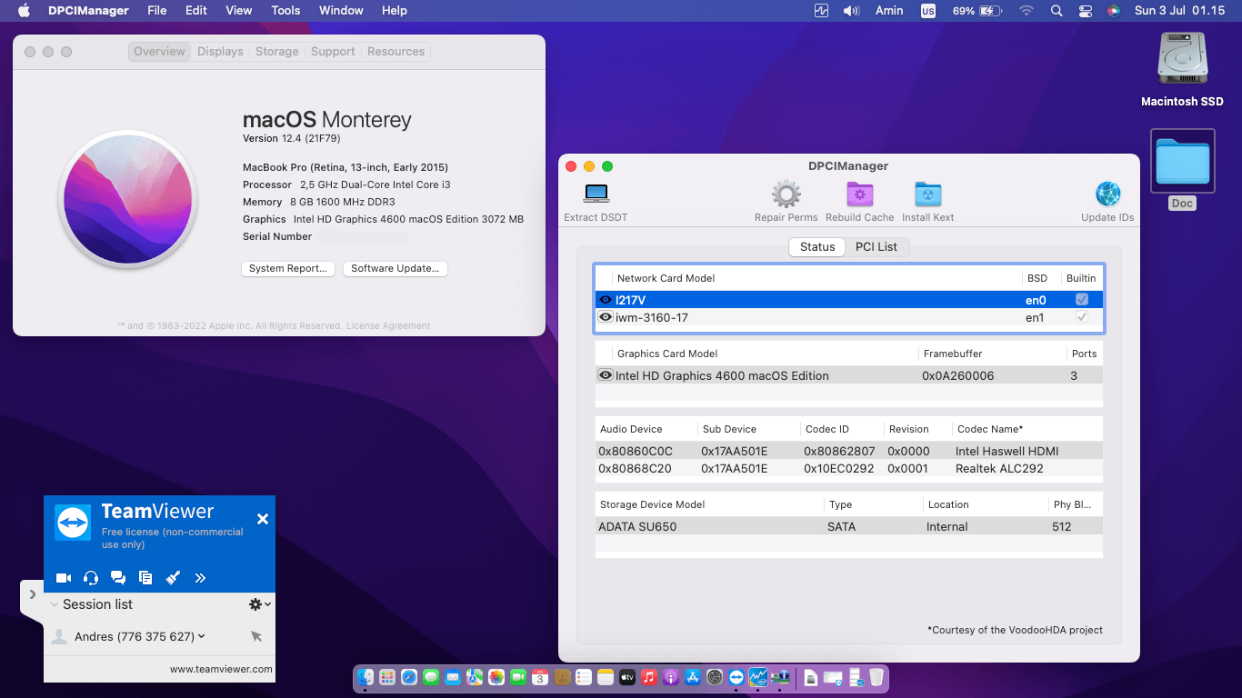 Success Hackintosh macOS Monterey 12.4 Build 21F79 at Lenovo Thinkpad L440